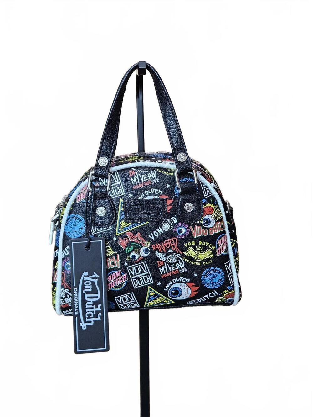 Von Dutch Y2K McBling Alt Punk Graffiti Mini Satchel Crossbody NWT See Pics